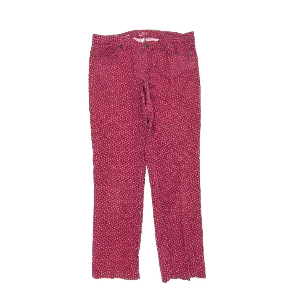 LOFT Modern Straight Jeans Womens 10 Pink Purple‎ Floral Pattern Denim